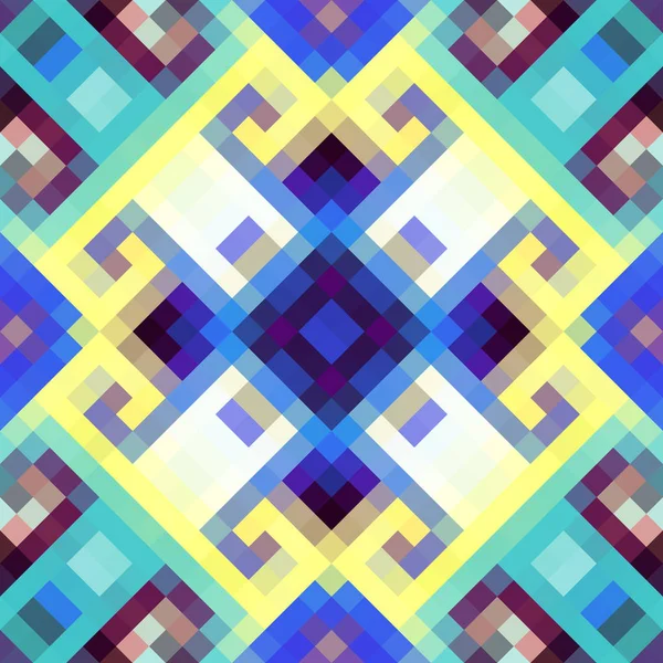 Геометрический абстрактный симметричный узор в стиле пиксельного искусства . — стоковый вектор