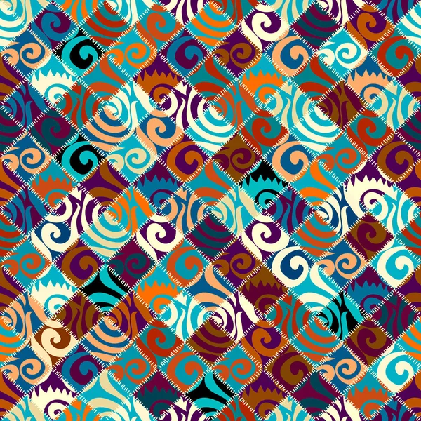 Patrón textil patchwork. Fondo de diseño de acolchado sin costuras. — Vector de stock