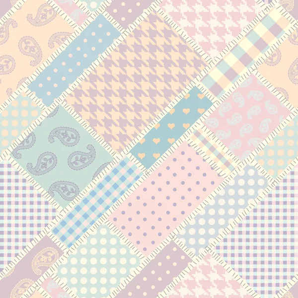 Patrón textil patchwork. Fondo de diseño de acolchado sin costuras. — Vector de stock