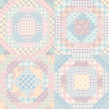 Yamalı tekstil deseni. Kusursuz yorgan dizayn arkaplanı.