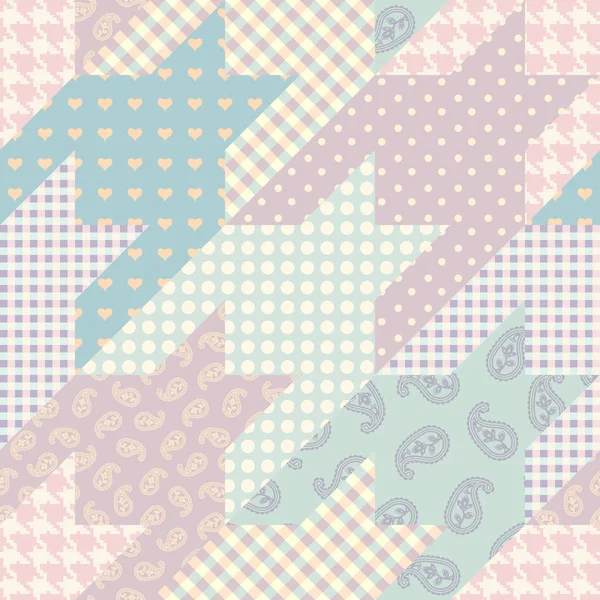 Patrón textil patchwork. Fondo de diseño de acolchado sin costuras. — Vector de stock