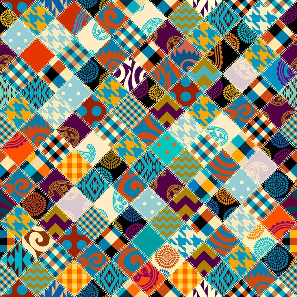 Patchwork textil minta. Zökkenőmentes steppelés tervezési háttér. — Stock Vector