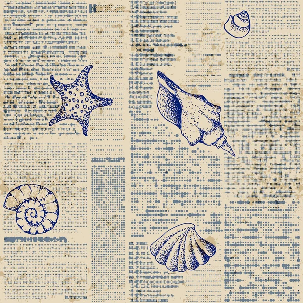 Газетный рисунок и ручная работа в морском стиле . — стоковый вектор
