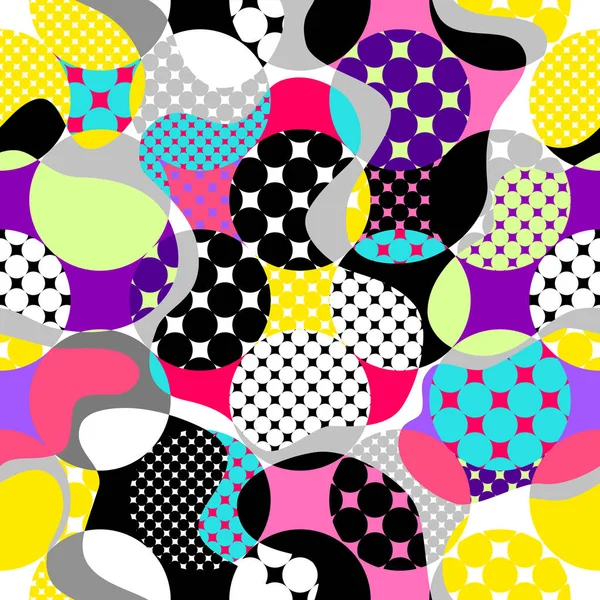 Klassieke polka dot patroon in een lappendeken collage stijl. — Stockvector