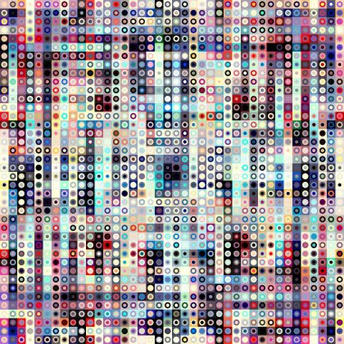 Geometrik soyut desen. Polka Noktalı desene düşük poli arka plan üzerinde.