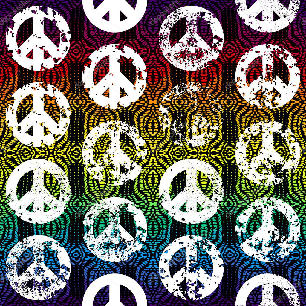 Abstract background with Peace signs. The sign of pacifists.