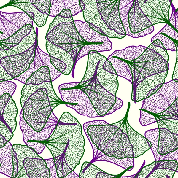 Gingko biloba vector background seamless pattern. — Stock Vector