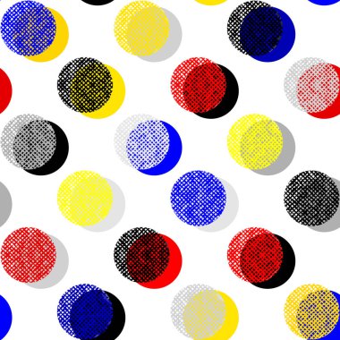 Klasik polka dot desende bir patchwork kolaj stili.