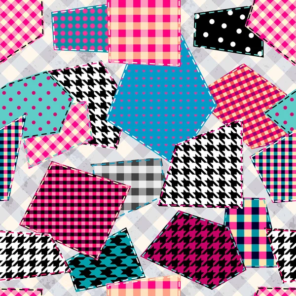 Patchwork textile pattern. Seamless quilting design background. — Stock Vector