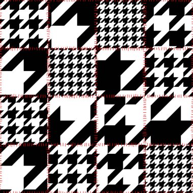 Yamalı kolaj tarzında klasik tazı dişi deseni.