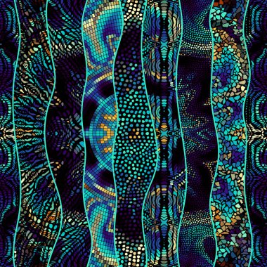 Mozaik sanatı desen dalgalı şekiller. Vektör kesintisiz görüntü.