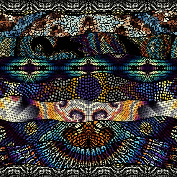 Мозаїчний художній візерунок хвилястих форм. Векторне безшовне зображення . — стоковий вектор