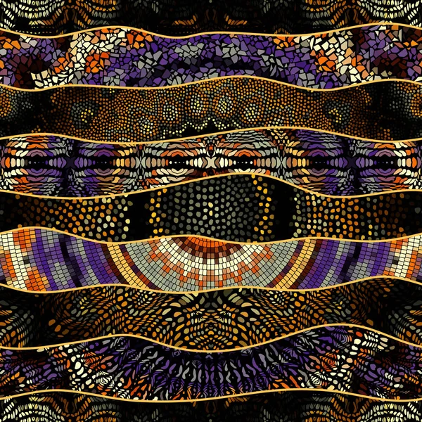 Mosaic art pattern of wavy shapes. Vector seamless image. — Stock Vector