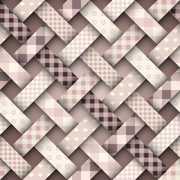 Patrón textil patchwork. Fondo de diseño de acolchado sin costuras. — Vector de stock