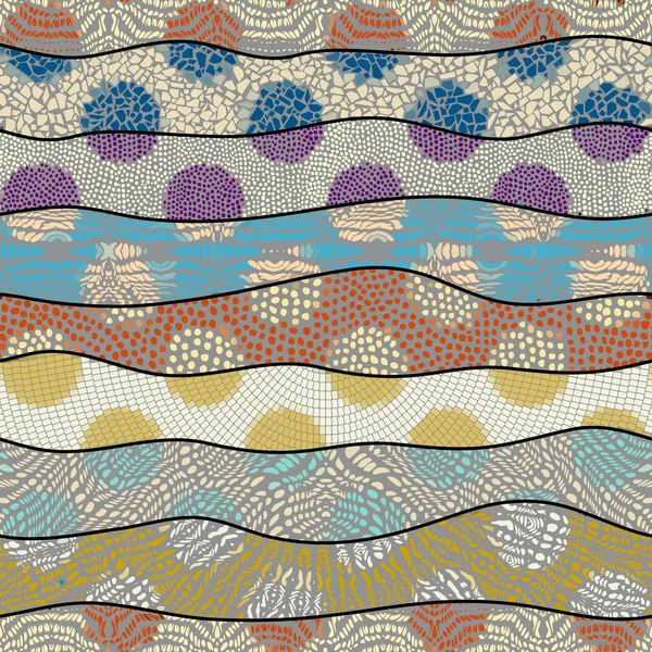Mosaico modello di arte di forme ondulate. Immagine vettoriale senza soluzione di continuità . — Vettoriale Stock