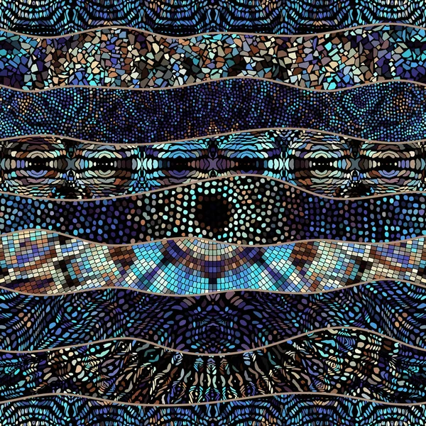 Patrón de arte mosaico de formas onduladas. Imagen sin costura vectorial . — Archivo Imágenes Vectoriales