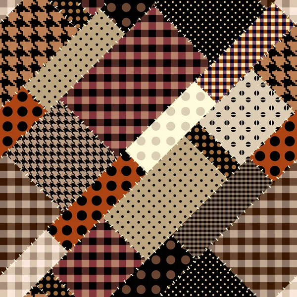 Patrón textil patchwork. Fondo de diseño de acolchado sin costuras. — Vector de stock