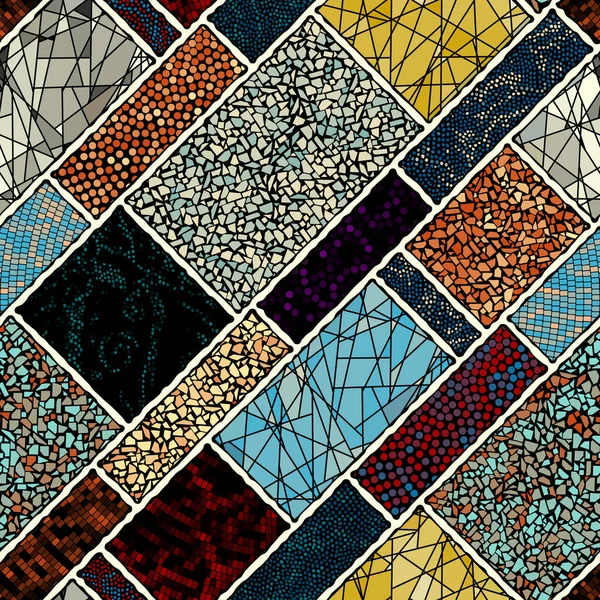 Sztuka mozaiki wzór falistych kształtach. Bezszwowe wektorowa. — Wektor stockowy