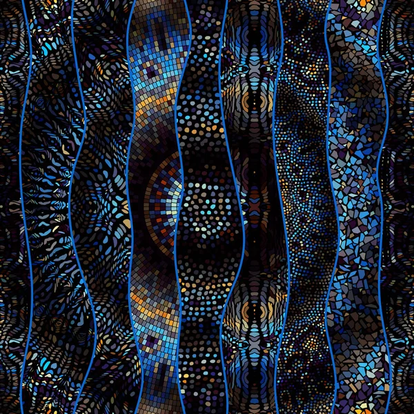 Mozaïek kunst patroon van golvende vormen. Vector naadloze afbeelding. — Stockvector
