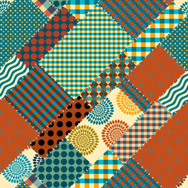 Patrón textil patchwork. Fondo de diseño de acolchado sin costuras. — Vector de stock