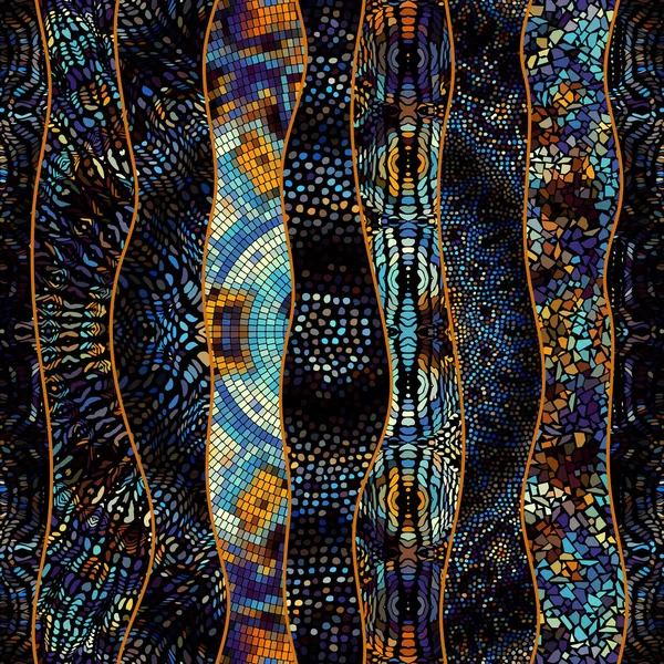 Patrón de arte mosaico de formas onduladas. Imagen sin costura vectorial . — Archivo Imágenes Vectoriales