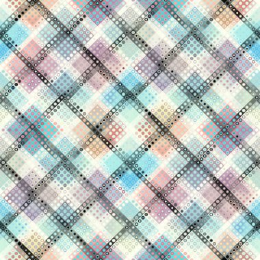 Geometrik soyut desen. Polka Noktalı desene düşük poli arka plan üzerinde.