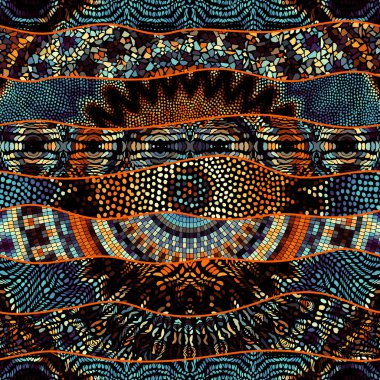 Mozaik sanatı desen dalgalı şekiller. Vektör kesintisiz görüntü.