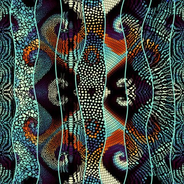 Mozaik sanatı desen dalgalı şekiller. Vektör kesintisiz görüntü.