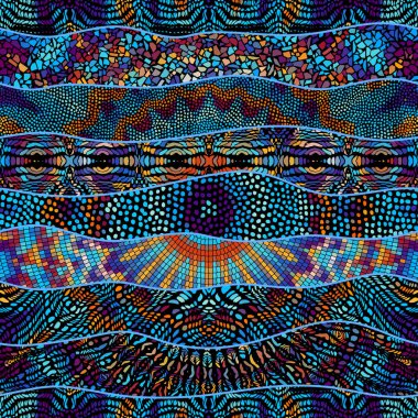 Mozaik sanatı desen dalgalı şekiller. Vektör kesintisiz görüntü.