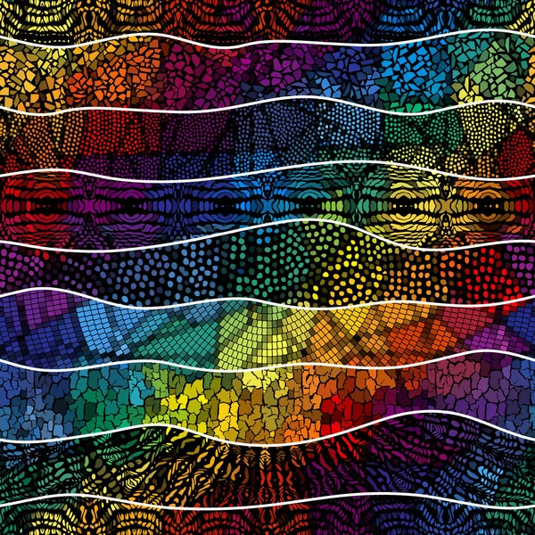 Motif d'art mosaïque de formes ondulées. Image vectorielle transparente . — Image vectorielle