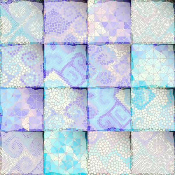 Motif d'art mosaïque de rectangles de différentes textures de tuiles . — Image vectorielle