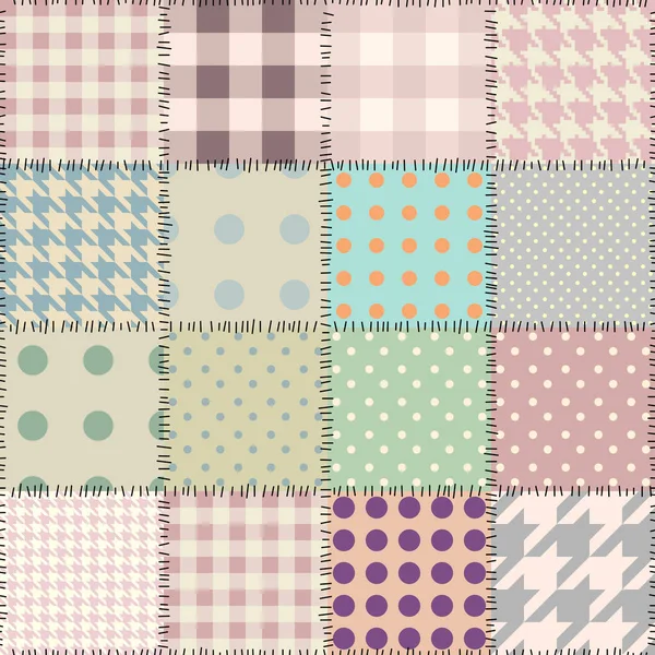 Patrón textil patchwork. Fondo de diseño de acolchado sin costuras. — Vector de stock