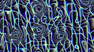 Rastgele dalgalı dokular. Psikedelik animasyon arka planı. Soyut kıvrımlı şekilleri dönüştür. Görüntü döngüsü.