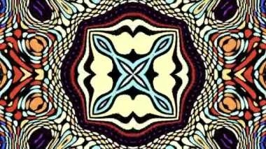 Simetrik soyut psikedelik desen. Psikedelik hippi tarzında soyut görüntüler. Görüntüleri döndür.