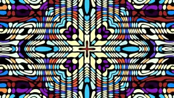 Symmetrisch Abstract Psychedelisch Patroon Abstracte Beelden Psychedelische Hippie Stijl Lusbeelden — Stockvideo