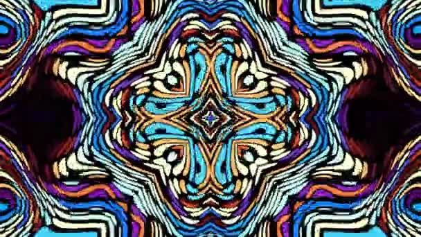 Symmetrische Abstrakte Psychedelische Muster Abstraktes Filmmaterial Psychedelischen Hippie Stil Filmmaterial — Stockvideo