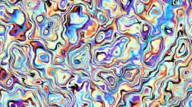 Rastgele dalgalı dokuyu hareket ettiriyorum. Psychedelic fütüristik arka plan. Soyut kavisli şekilleri dönüştürün. Döngü görüntüleri.