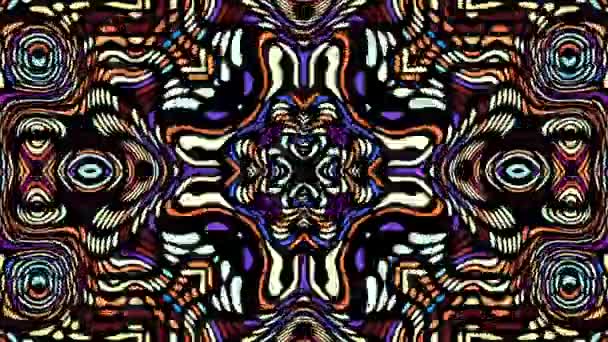 Symmetric Abstract Psychedelic Pattern Abstract Footage Psychedelic Hippy Style Loop — Stock Video