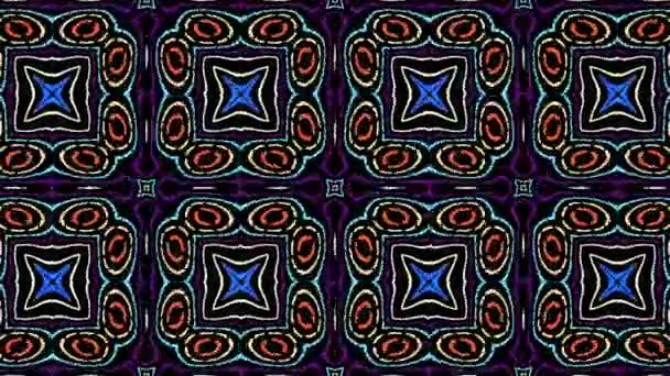 Symmetric Mosaic Tile Transforming Ornament Abstract Footage Art Nouveau Style — Stock Video