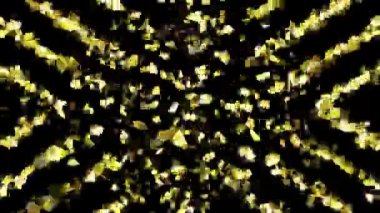 Siyah bir arka plan üzerinde soyut hareketli altın mozaik. Döngü görüntüleri.