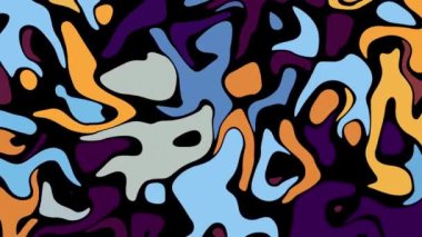 Rastgele dalgalı dokular. Psikedelik animasyon arka planı. Soyut kıvrımlı şekilleri dönüştür. Görüntü döngüsü.