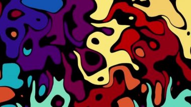 Rastgele dalgalı dokular. Psikedelik animasyon arka planı. Soyut kıvrımlı şekilleri dönüştür. Görüntü döngüsü.