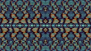 Simetrik soyut dalgalı süs. Animasyonlu etnik kabile deseni. Döngü görüntüleri.