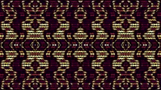 Ornamento Ondulado Abstrato Simétrico Padrão Tribal Étnico Animado Looping Footage — Vídeo de Stock