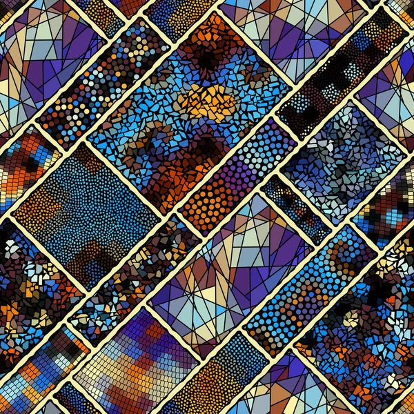 Motif d'art mosaïque de formes ondulées. Image vectorielle transparente . — Image vectorielle