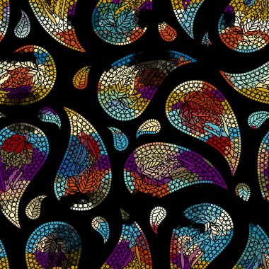 Kusursuz desenli Paisley. Kahverengi arka plan bırakır. grunge etkisi ile