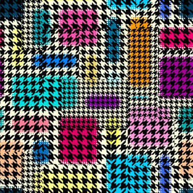 Yamalı kolaj tarzında klasik tazı dişi deseni.