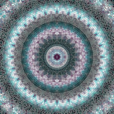 Dikişsiz mozaik yuvarlak sanat deseni. Vektör görüntüsü.