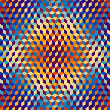 Düşük polimerli bir küpün geometrik ve pürüzsüz deseni.