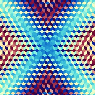 Düşük polimerli bir küpün geometrik ve pürüzsüz deseni.